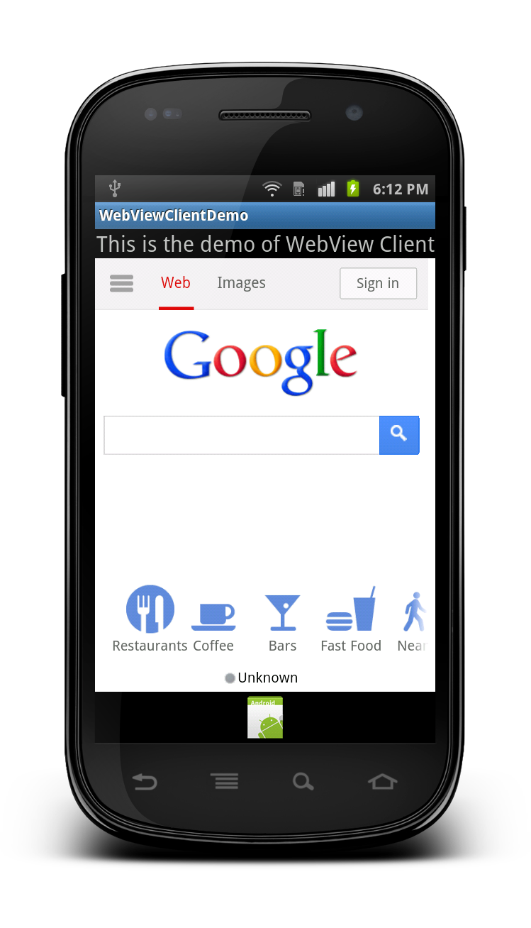 Android – WebViewClient example