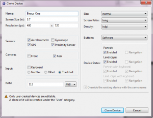 AVD Manager - Clone Device AVD Manager - Clone Device
